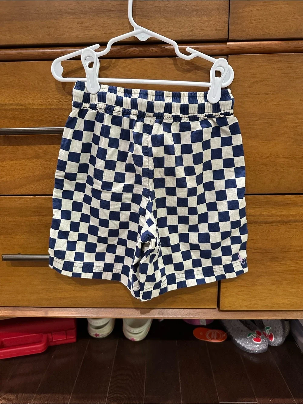 Hanna Andersson Navy and White Checkerboard Pull-On Shorts